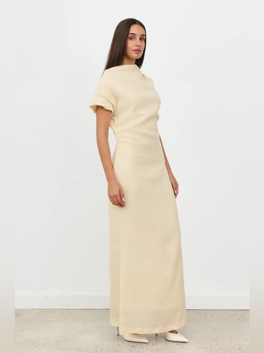 MODI THE LABEL Butter Yellow Valencia Linen Maxi Dress